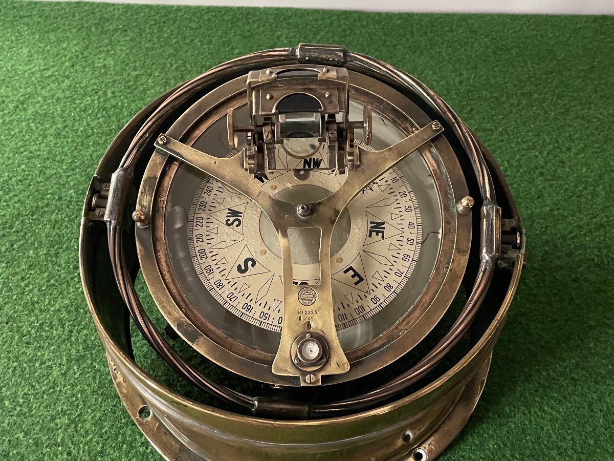 Large Marine Compass Ww 2 "english Destroyer" 20th -photo-2