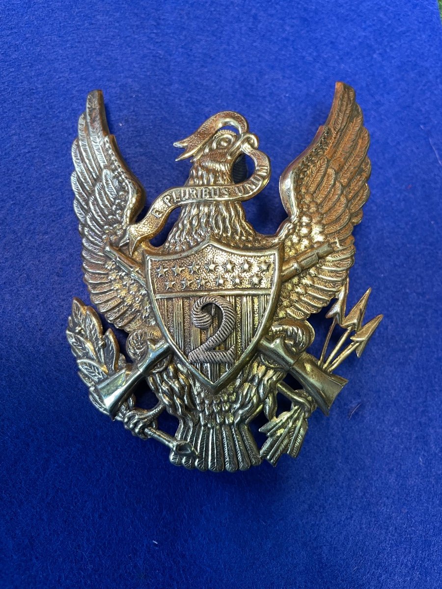 Rare Us Shako Plate From The Indian Wars Model 1881 19th -photo-2