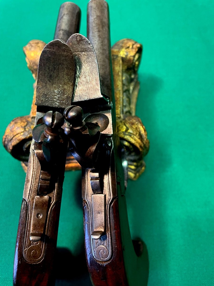 Pair Of Flintlock Chest Pistols, 1st Empire 19th Century-photo-1