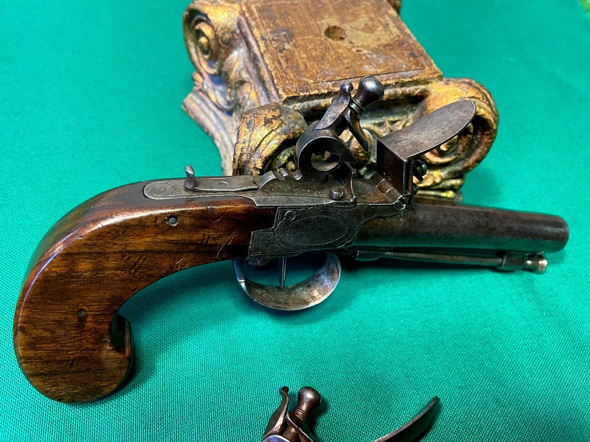 Pair Of Flintlock Chest Pistols, 1st Empire 19th Century-photo-2