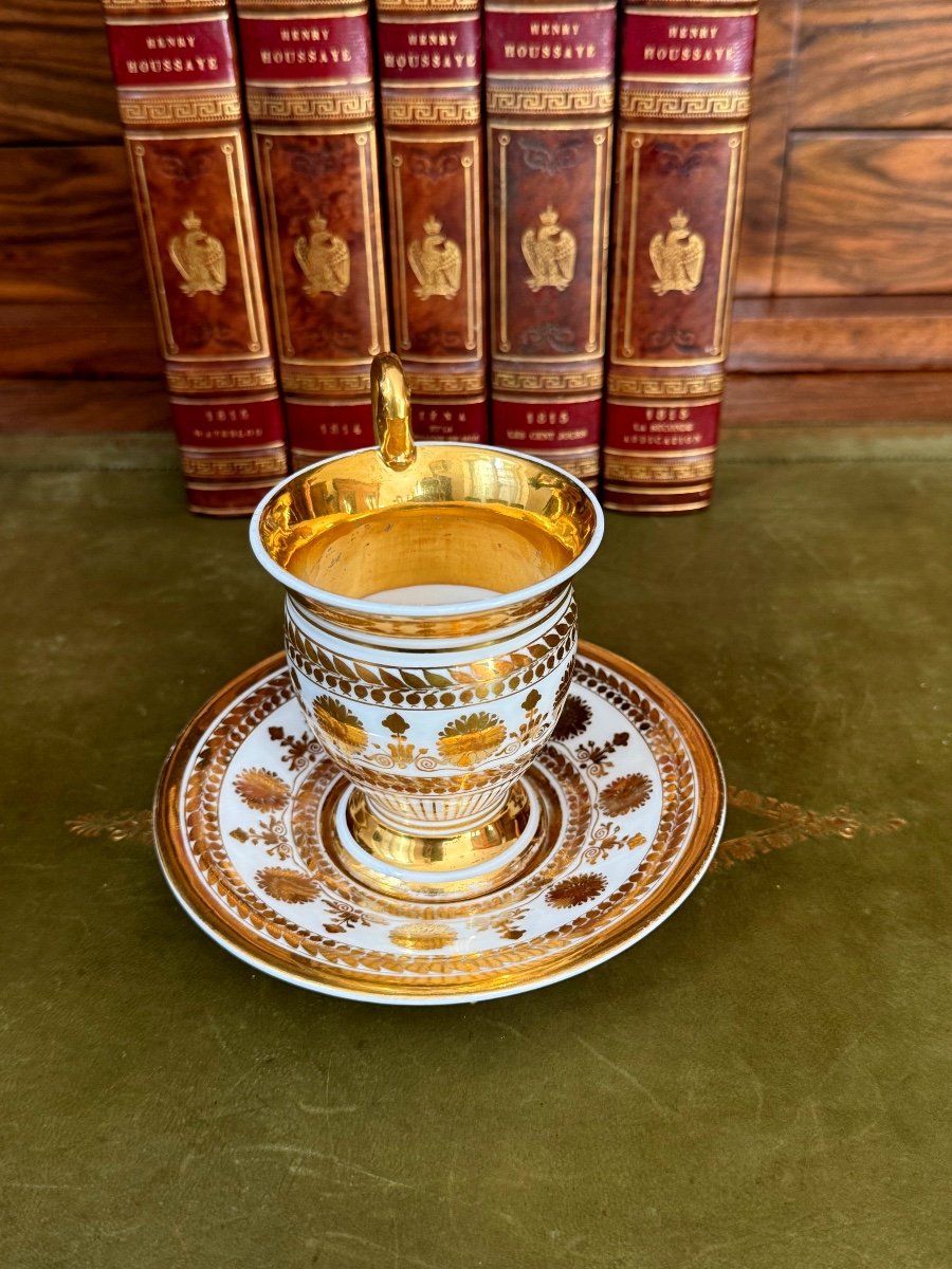 Tasse A Chocolat d'époque 1 Er Empire Napoléon Sur l'Anse  Porcelaine De Paris  19 ème -photo-2