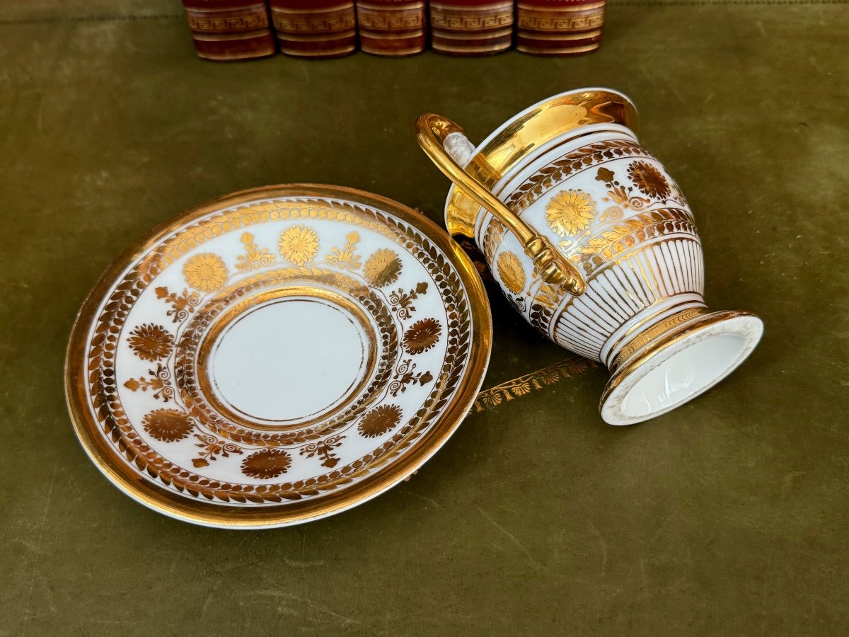 Tasse A Chocolat d'époque 1 Er Empire Napoléon Sur l'Anse  Porcelaine De Paris  19 ème -photo-1