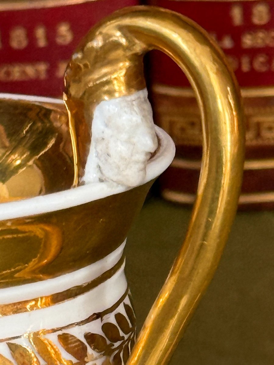 Tasse A Chocolat d'époque 1 Er Empire Napoléon Sur l'Anse  Porcelaine De Paris  19 ème -photo-4