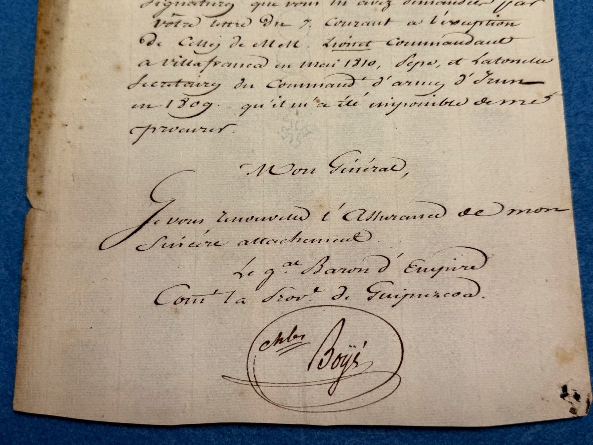 Lettre  Du Général Baron De L 'empire Charles  Boyé  Guerre d'Espagne  1er Empire  1811 XIX ème-photo-3
