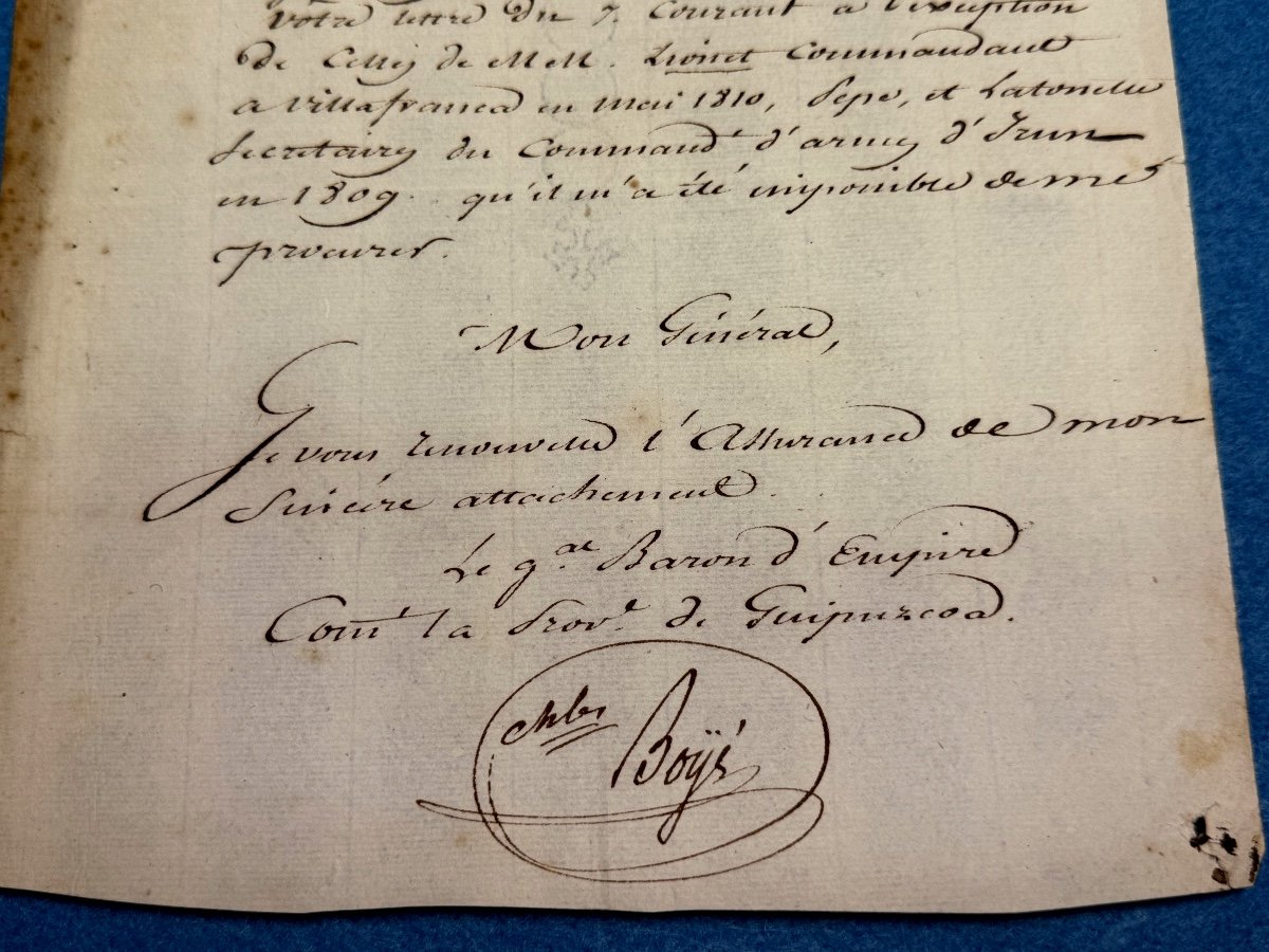 Lettre  Du Général Baron De L 'empire Charles  Boyé  Guerre d'Espagne  1er Empire  1811 XIX ème-photo-3
