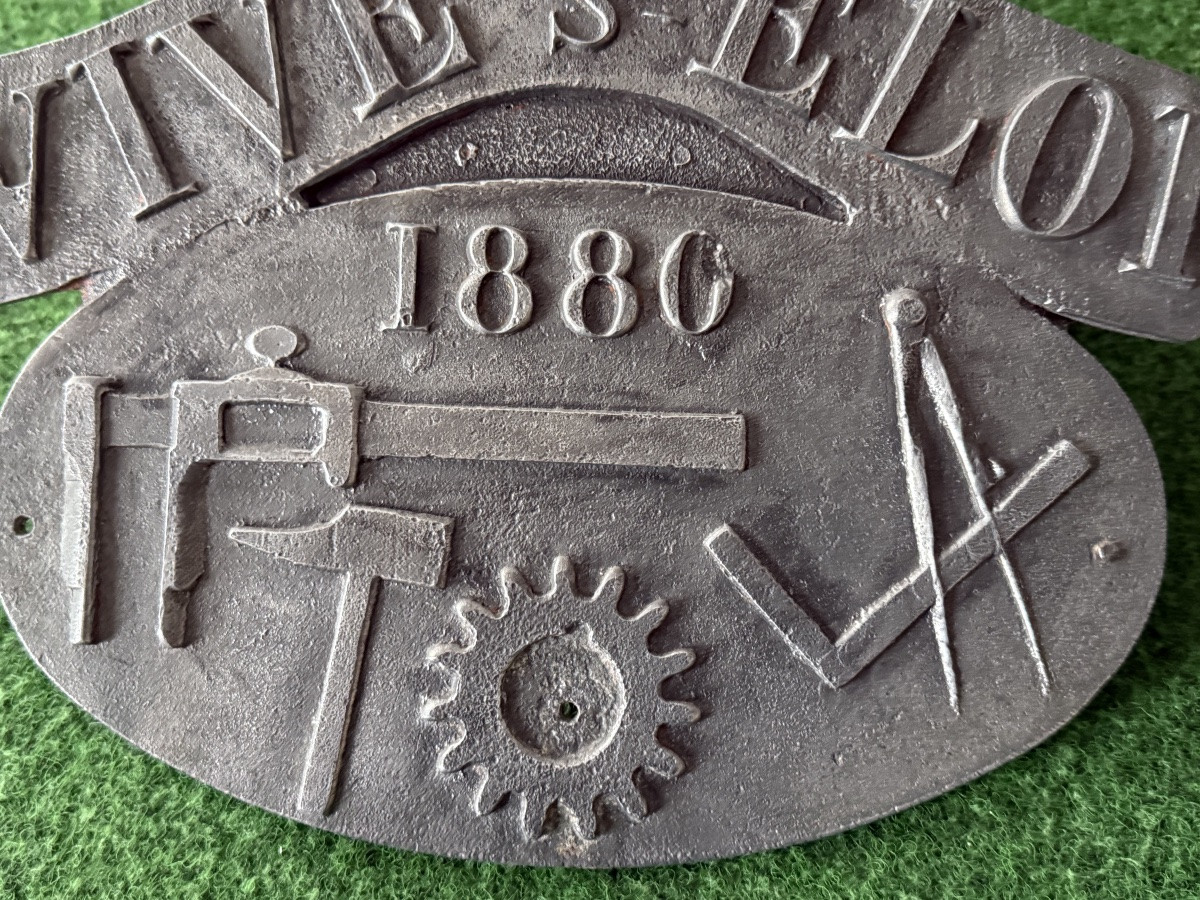 Plaque  De Métier  De Maitre  Compagnon  Mécanicien  1880  19 ème -photo-2