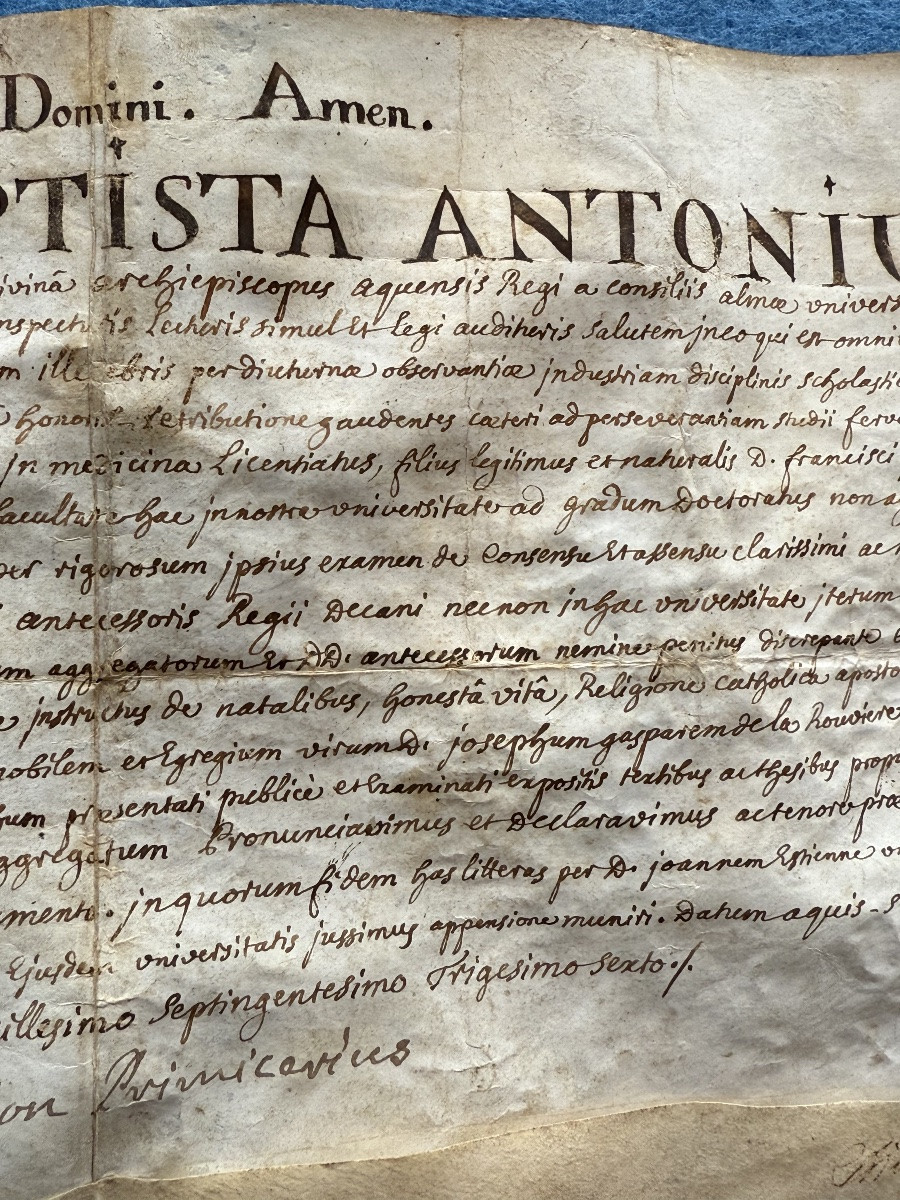  Grasse Diploma "licentiatus" Of Medicine From October 25, 1736 18th -photo-1