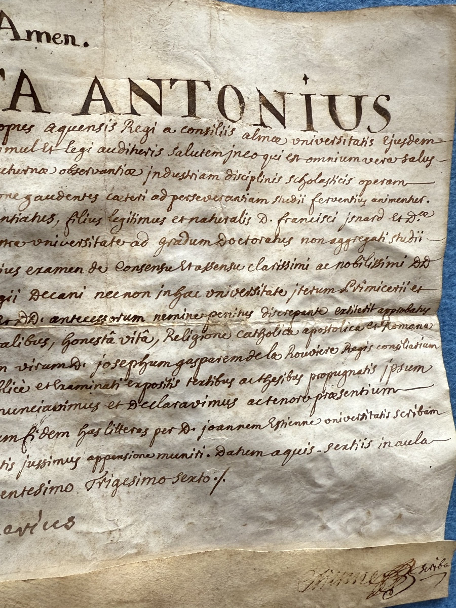  Grasse Diploma "licentiatus" Of Medicine From October 25, 1736 18th -photo-8