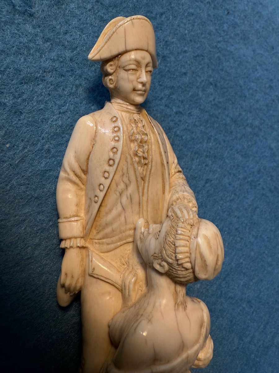 Couple  En  Ivoire  Sculpté  Scène  Licencieuse  Travail De  Dieppe  19 ème -photo-1