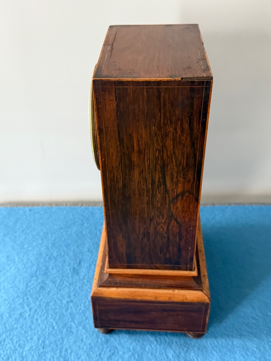 Borne Clock In Veneer And Wood Marquetry, Restoration Period, Early 19th Century  -photo-3