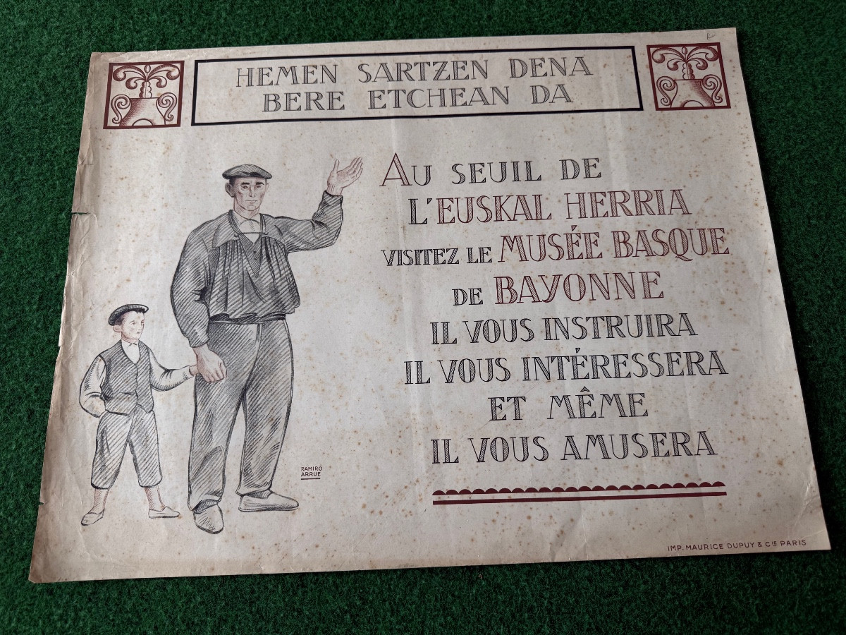 Basque Country Ramiro Arrué "hemen Sartzen Dena Bere Etchéan Da" For The Basque Museum 1925 