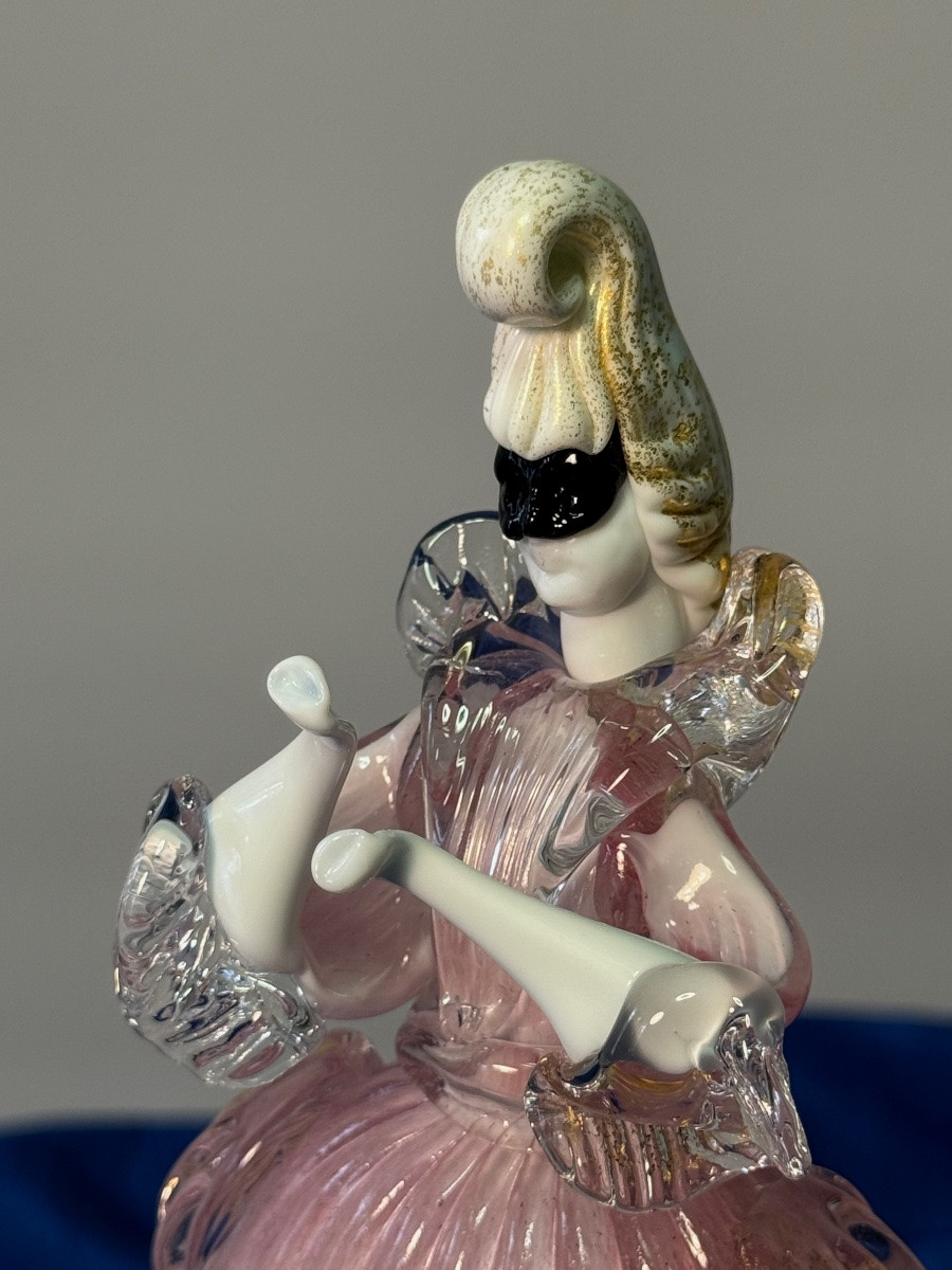 PERSONNAGE  EN VERRE DE MURANO CARNAVAL  DE VENISE  1955   20 ÈME SIÈCLE -photo-2