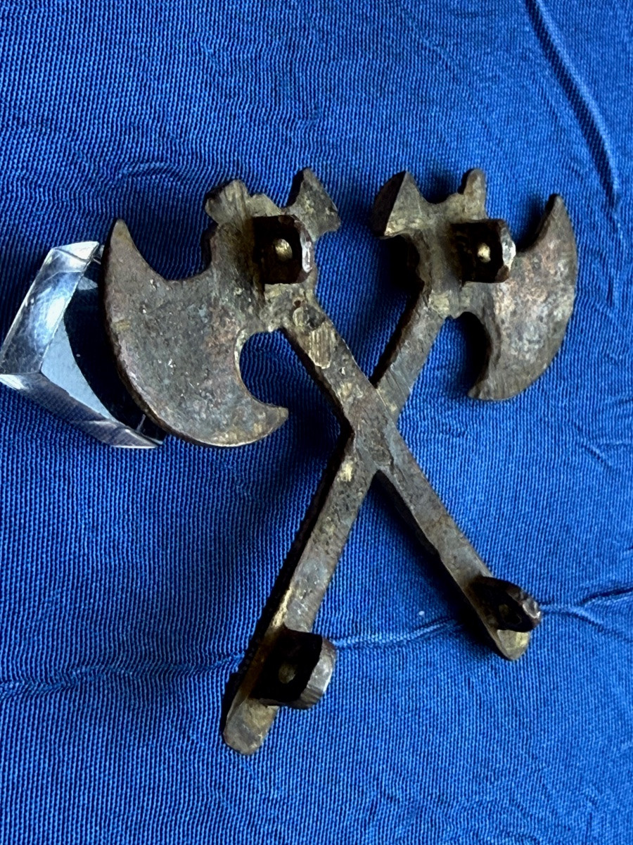 Crossed Axes Of Door Banderole Sapper Axe Imperial Guard 1st Empire  -photo-3