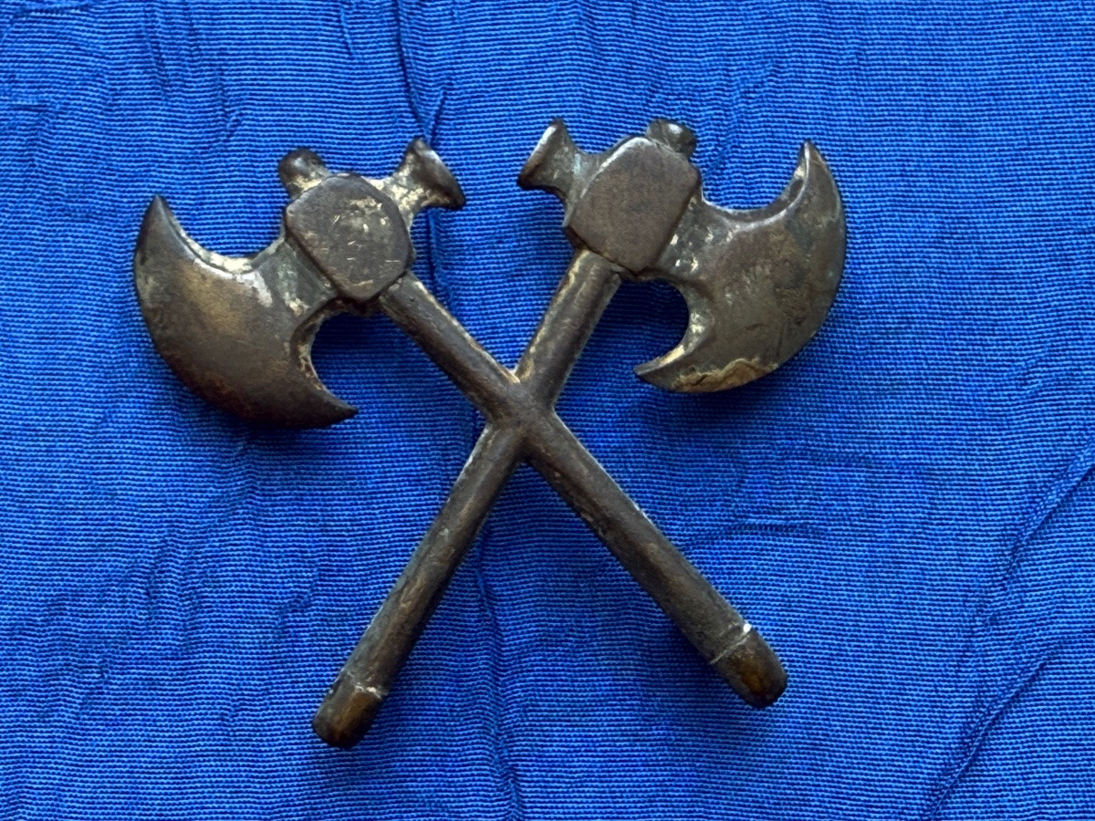 Crossed Axes Of Door Banderole Sapper Axe Imperial Guard 1st Empire  -photo-1