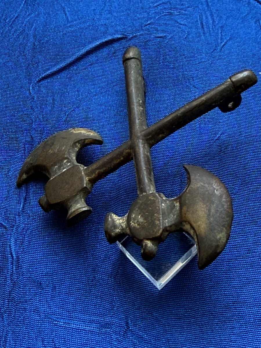 Crossed Axes Of Door Banderole Sapper Axe Imperial Guard 1st Empire  -photo-5
