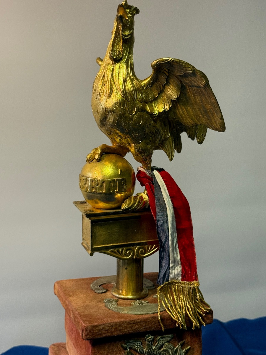 National Guard Flag Cock In Gilt Bronze, Louis Philippe Period, 19th Century -photo-3
