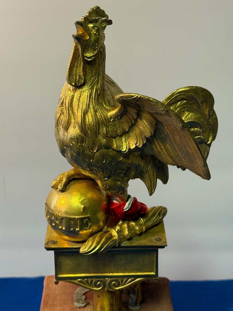 National Guard Flag Cock In Gilt Bronze, Louis Philippe Period, 19th Century -photo-1