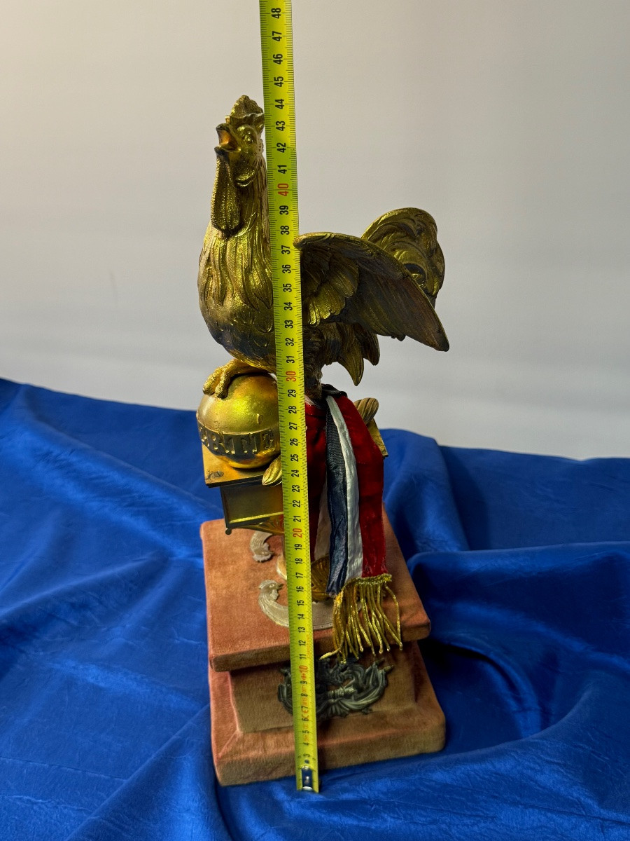 National Guard Flag Cock In Gilt Bronze, Louis Philippe Period, 19th Century -photo-7