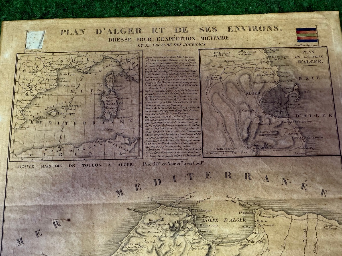 Map Of Algiers And Its Surrounding Areas Drawn Up For The 1830 Military Expedition-photo-2