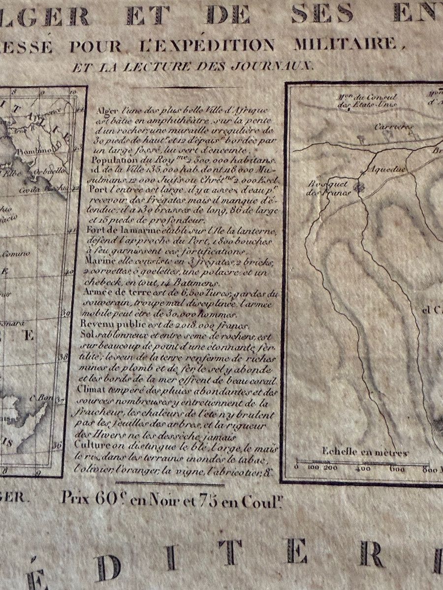 Map Of Algiers And Its Surrounding Areas Drawn Up For The 1830 Military Expedition-photo-3