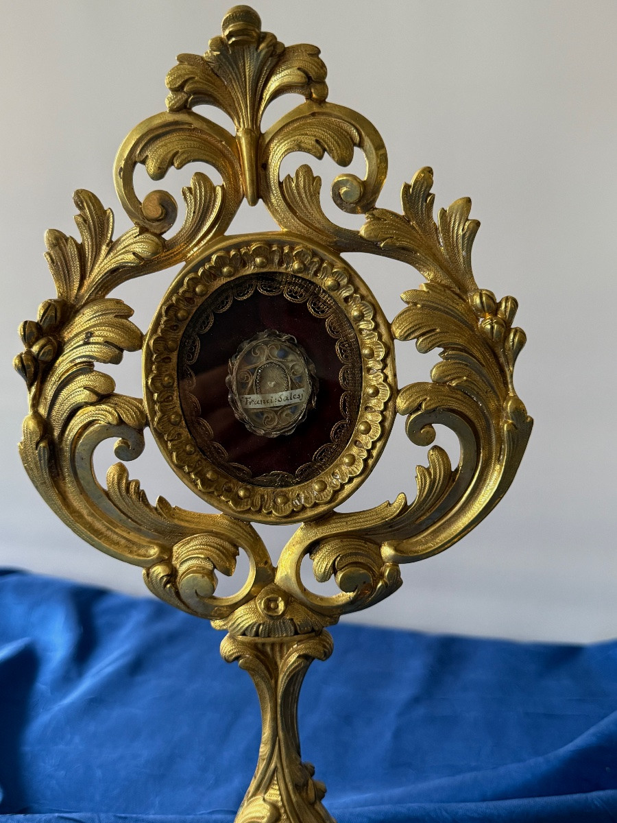 PAIRE DE RELIQUAIRE -MONSTRANCE  ST  FRANÇOIS DE SALES  ET ST  VINCENT DE PAUL   DÉBUT 19 ÈME -photo-2