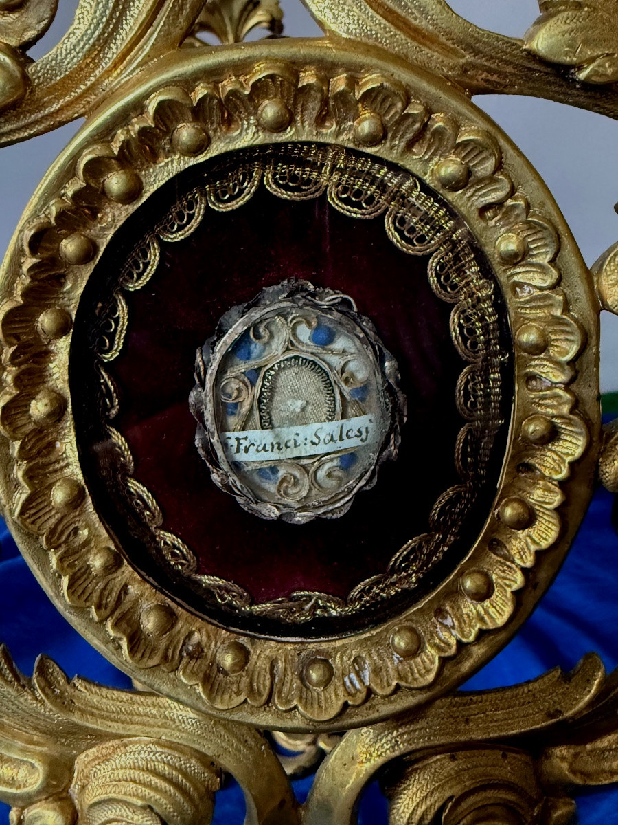 PAIRE DE RELIQUAIRE -MONSTRANCE  ST  FRANÇOIS DE SALES  ET ST  VINCENT DE PAUL   DÉBUT 19 ÈME -photo-4