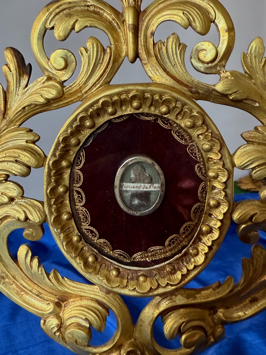 PAIRE DE RELIQUAIRE -MONSTRANCE  ST  FRANÇOIS DE SALES  ET ST  VINCENT DE PAUL   DÉBUT 19 ÈME -photo-1