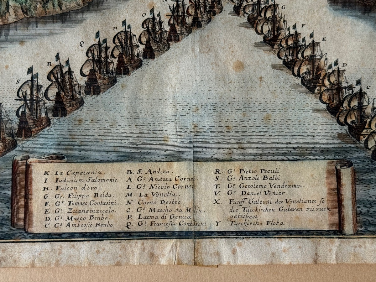 GRAVURE DE LA BATAILLE DES DARDANELLES  EN 1656 FLOTTE VÉNITIENNE  VS  TURCS  OTTOMANS  XVIIÈME-photo-3