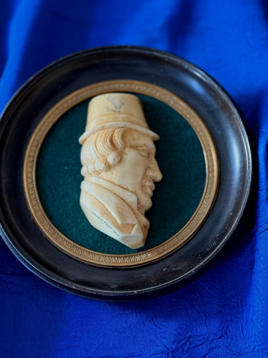 Flemish Ivory Profile Bust Portrait First Empire 1810-photo-2