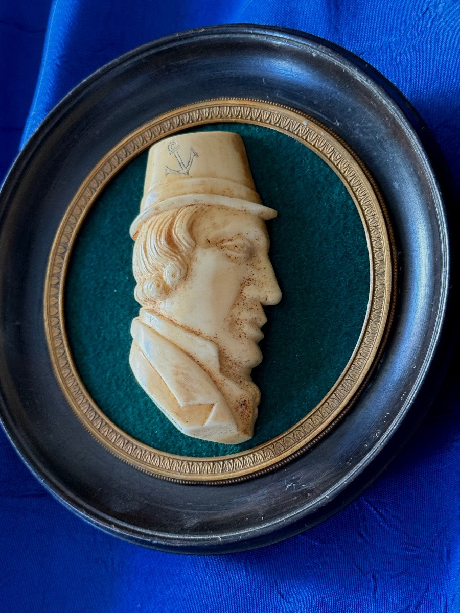 Flemish Ivory Profile Bust Portrait First Empire 1810-photo-3