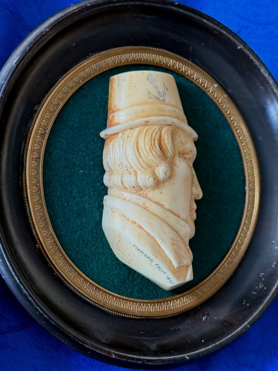 Flemish Ivory Profile Bust Portrait First Empire 1810-photo-4