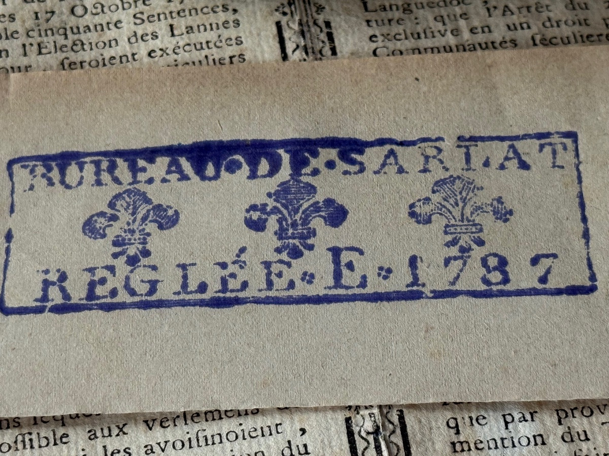 Sarlat Royal Stamp "farm" Of The King Toll Of The Ferry Or The Town Bridge 1787 18th -photo-1