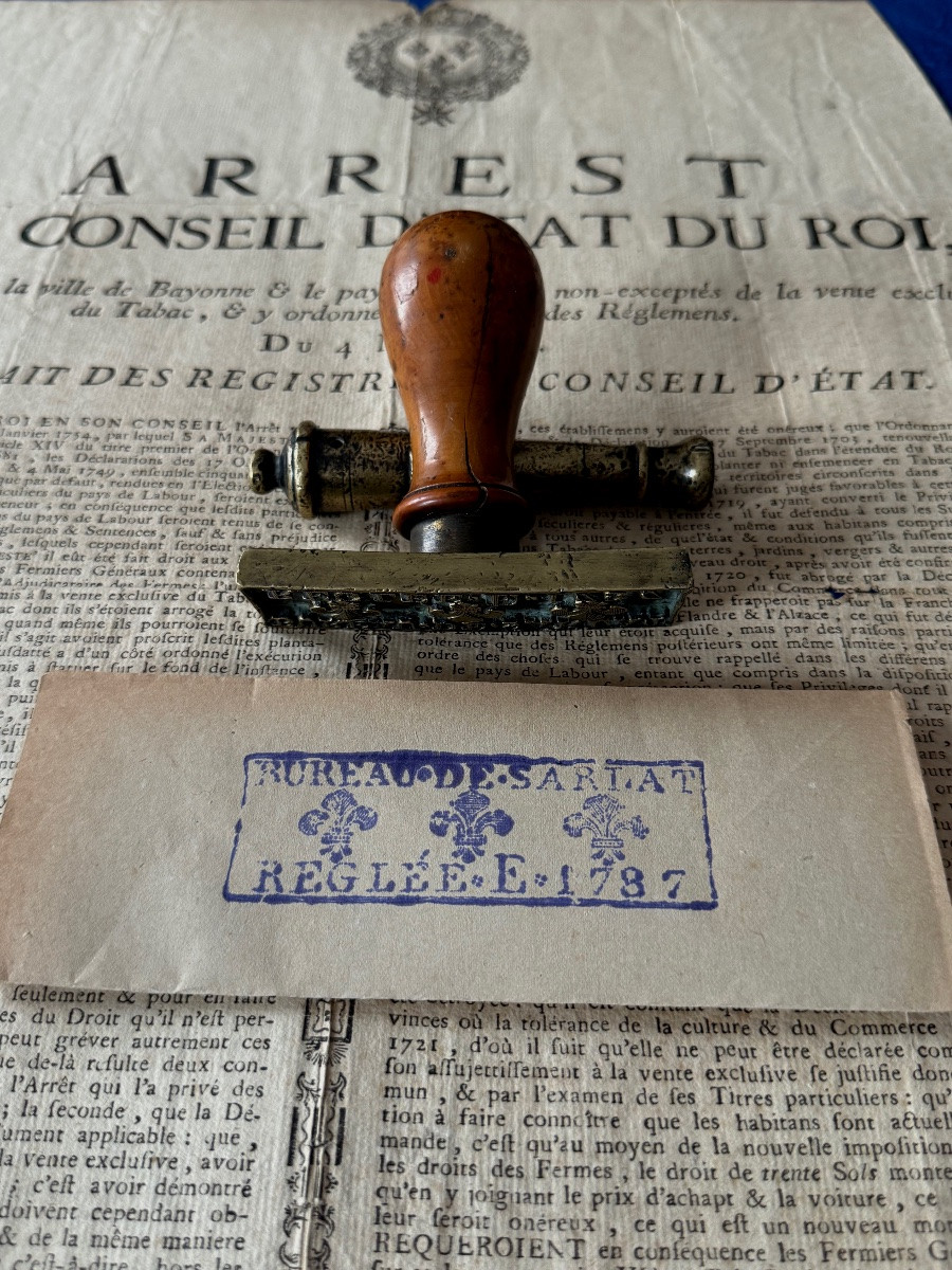 Sarlat Royal Stamp "farm" Of The King Toll Of The Ferry Or The Town Bridge 1787 18th -photo-2