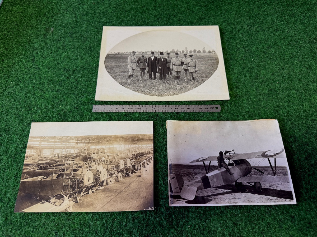 3 Unpublished Photos Aviation Return From Mission, Presentation Of The Spad 7, Usa Aircraft Factory  