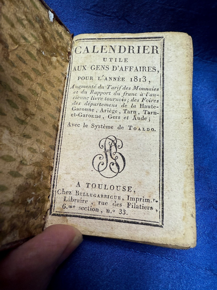 CALENDRIER   UTILE DES GENS  D'AFFAIRES  ET  SON PORTEFEUILLE  ÉPOQUE  1ER EMPIRE  1813-photo-2