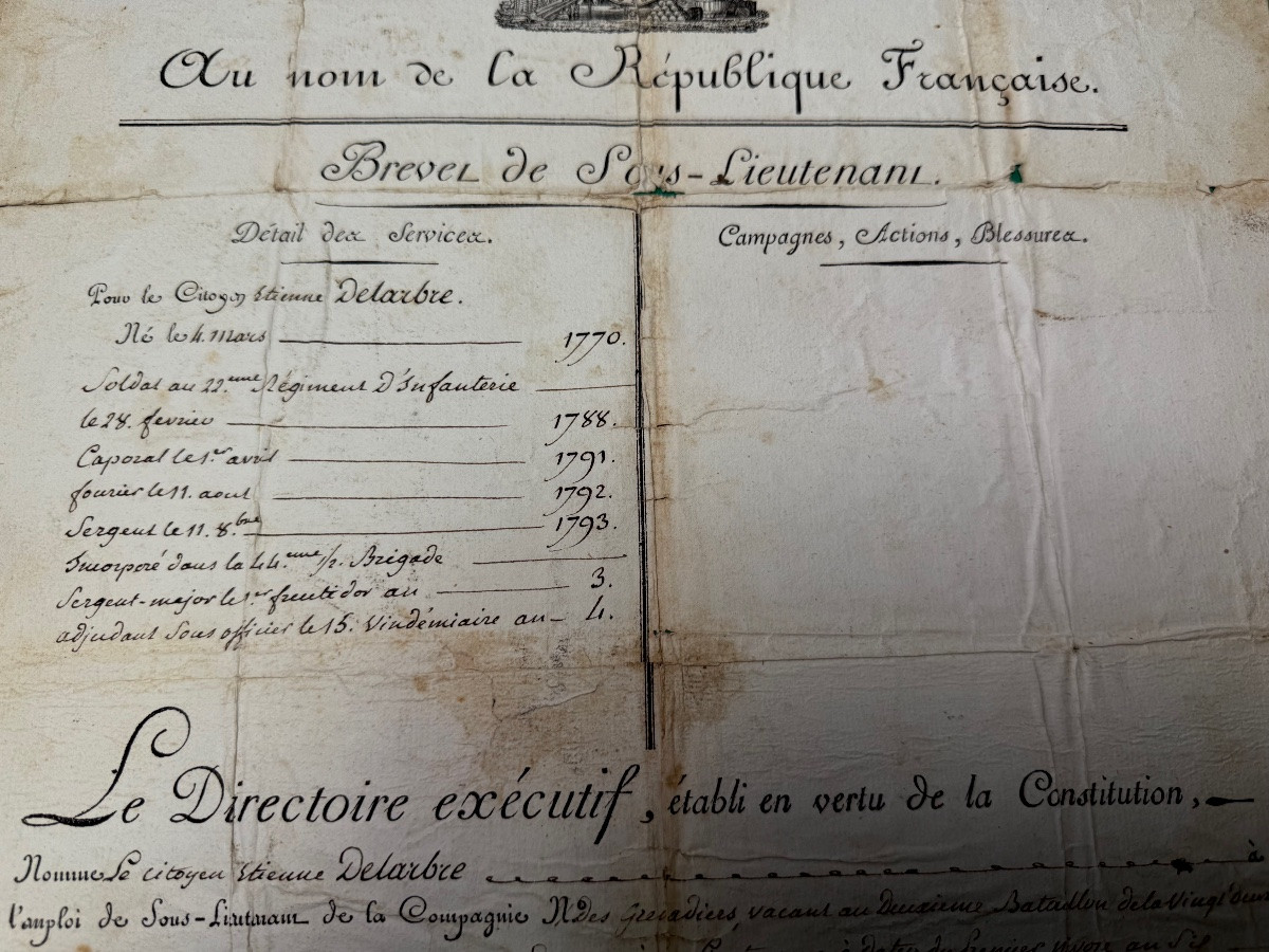 Sub-lieutenant's Commission Issued By The Directory In Year Seven Of The Republic 1797 No. 1 -photo-4