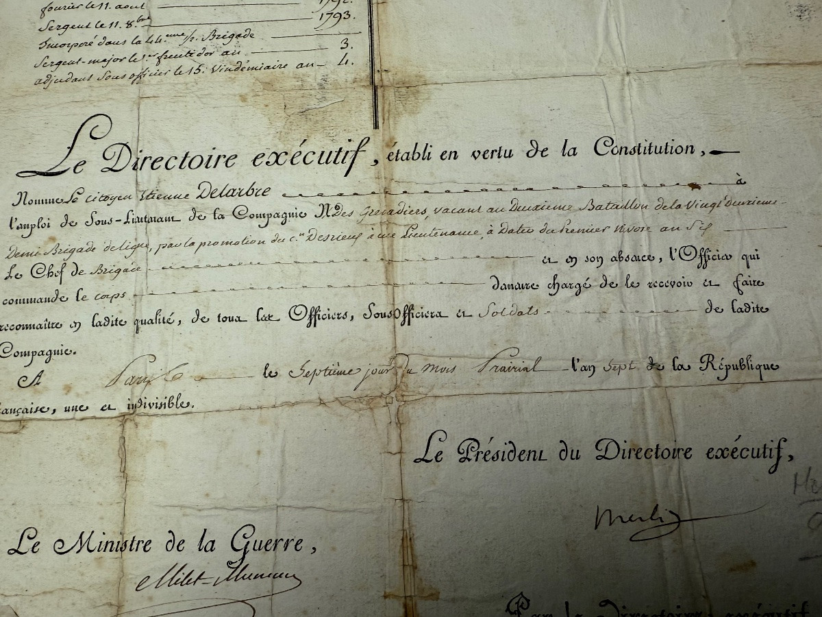 Sub-lieutenant's Commission Issued By The Directory In Year Seven Of The Republic 1797 No. 1 -photo-2