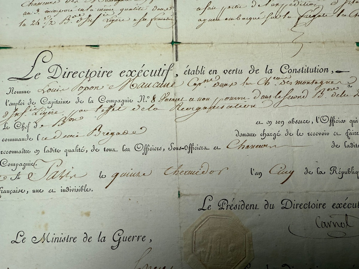 Captain's Commission Issued By Lazare Carnot, President Of The Executive Directory Of Year 5-photo-3