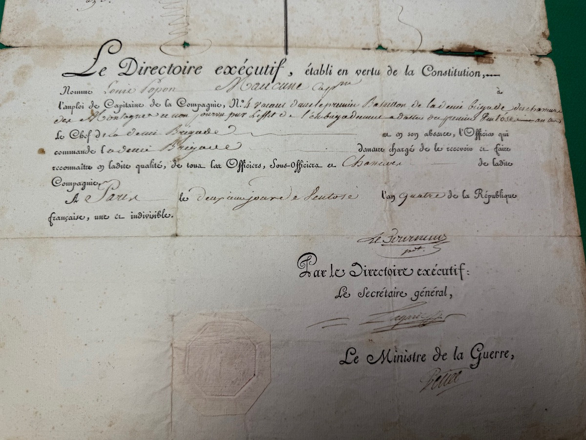 Captain's Commission Issued By The Executive Directory In Year 4 Of The Republic No. 2 -photo-2