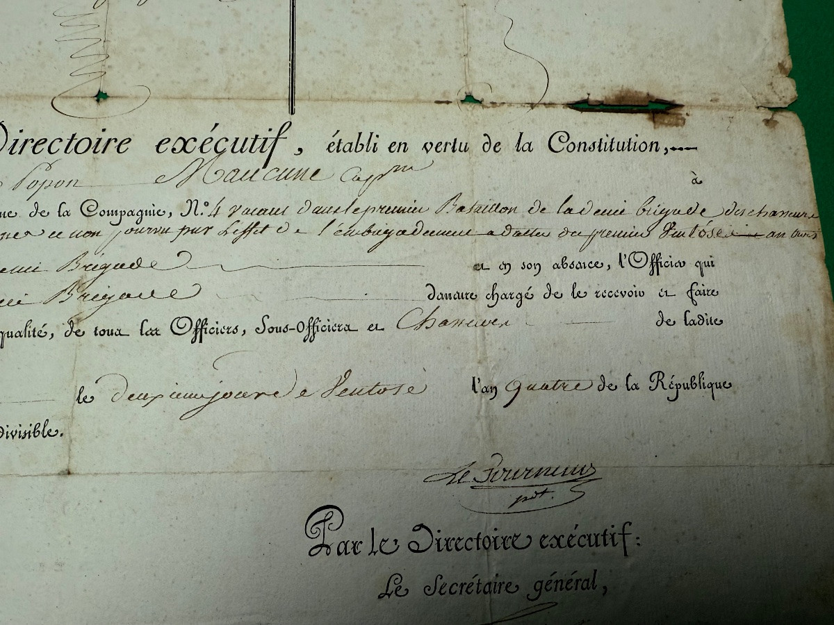 Captain's Commission Issued By The Executive Directory In Year 4 Of The Republic No. 2 -photo-4