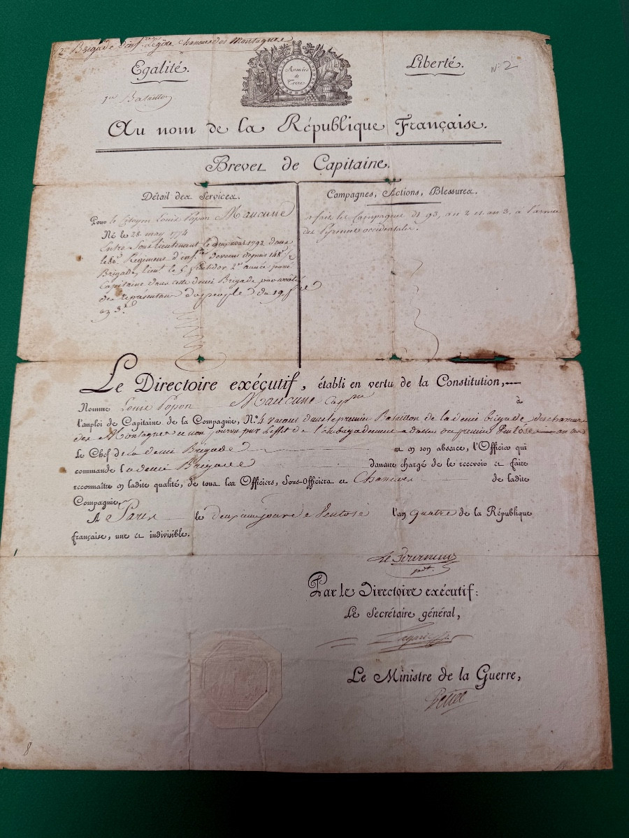 Captain's Commission Issued By The Executive Directory In Year 4 Of The Republic No. 2 