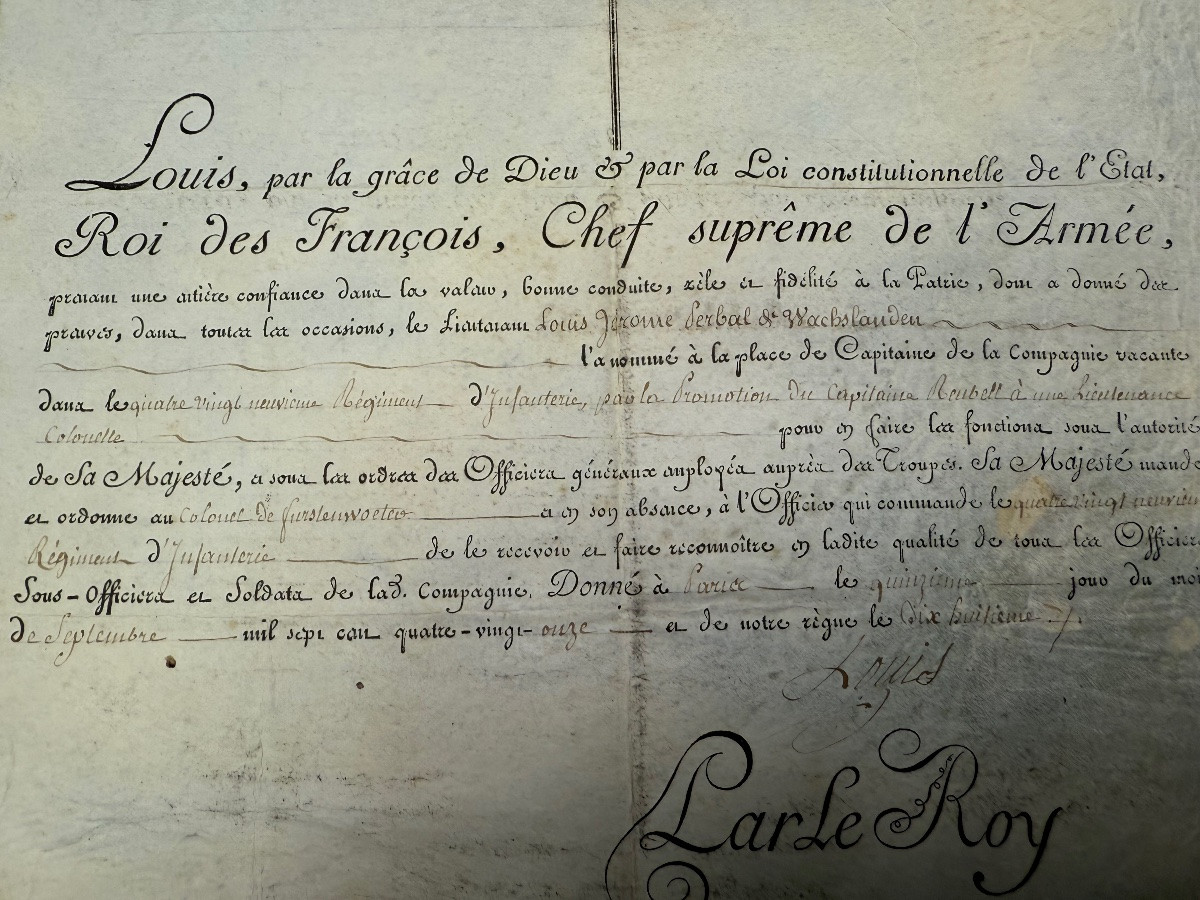 Captain's Commission Issued By King Louis XVI In 1791, One Of The Last! No. 7 Bis-photo-4