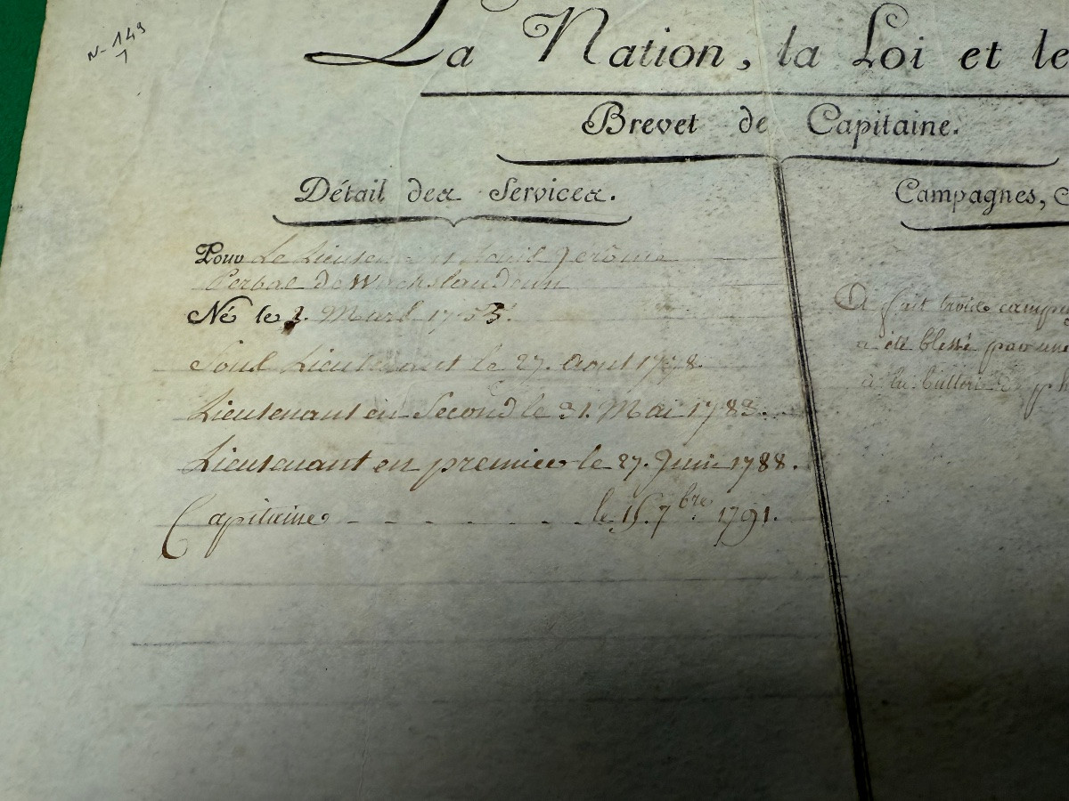 Captain's Commission Issued By King Louis XVI In 1791, One Of The Last! No. 7 Bis-photo-2