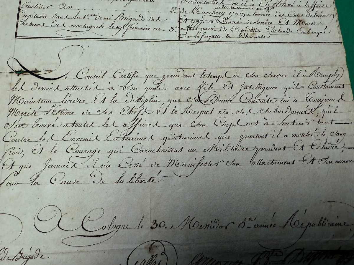 Certificate Of Completion Of Service Of Captain Of The 24th Infantry Regiment Of Year 5 No. 7 Bis-photo-4