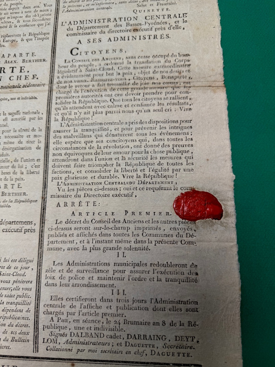 Coup d'état Of 18 Brumaire Year VIII Bonaparte General-in-chief To The Soldiers And Citizens  -photo-2