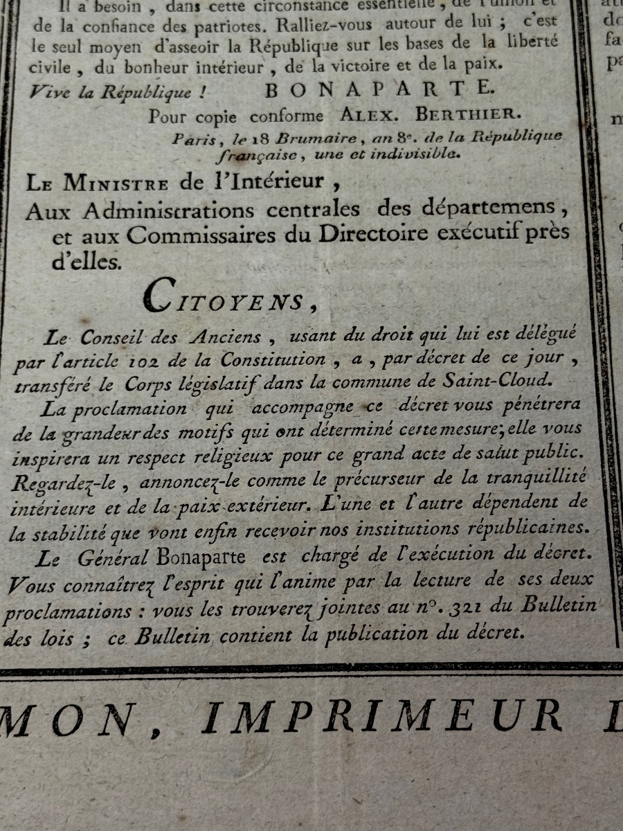 Coup d'état Of 18 Brumaire Year VIII Bonaparte General-in-chief To The Soldiers And Citizens  -photo-5