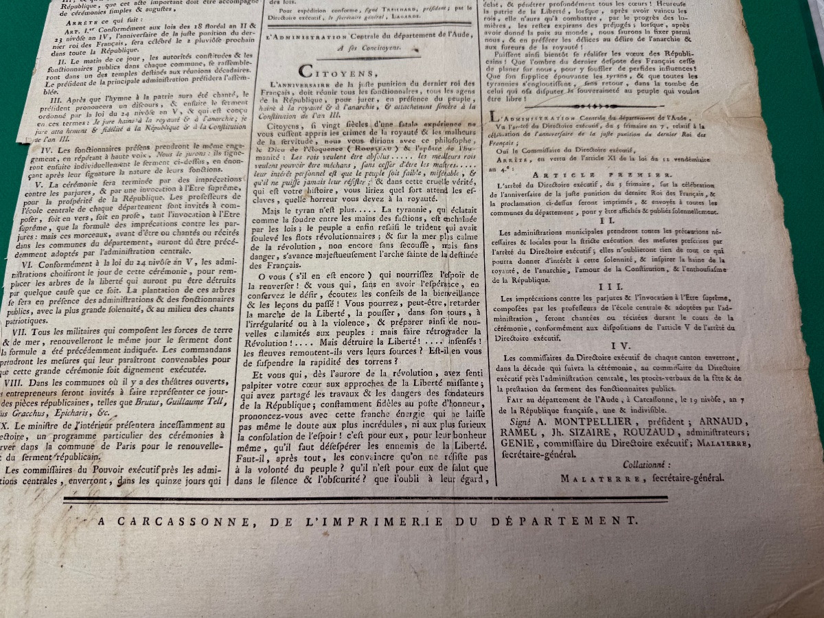  LOUIS   XVI   ARRÈTÉ  SUR LA FÈTE  D'ANNIVERSAIRE  DE LA JUSTE PUNITION  DU ROI  1796 18 ÈME -photo-4
