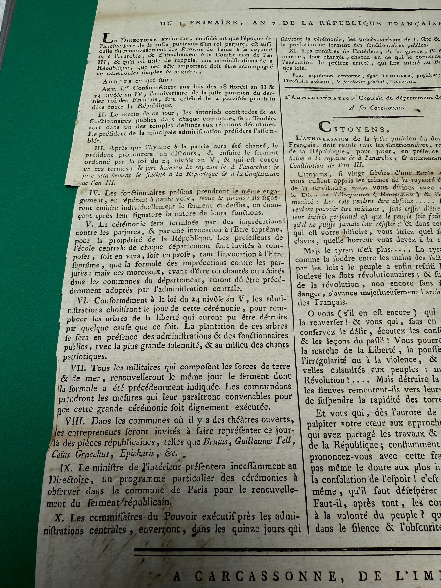  LOUIS   XVI   ARRÈTÉ  SUR LA FÈTE  D'ANNIVERSAIRE  DE LA JUSTE PUNITION  DU ROI  1796 18 ÈME -photo-3