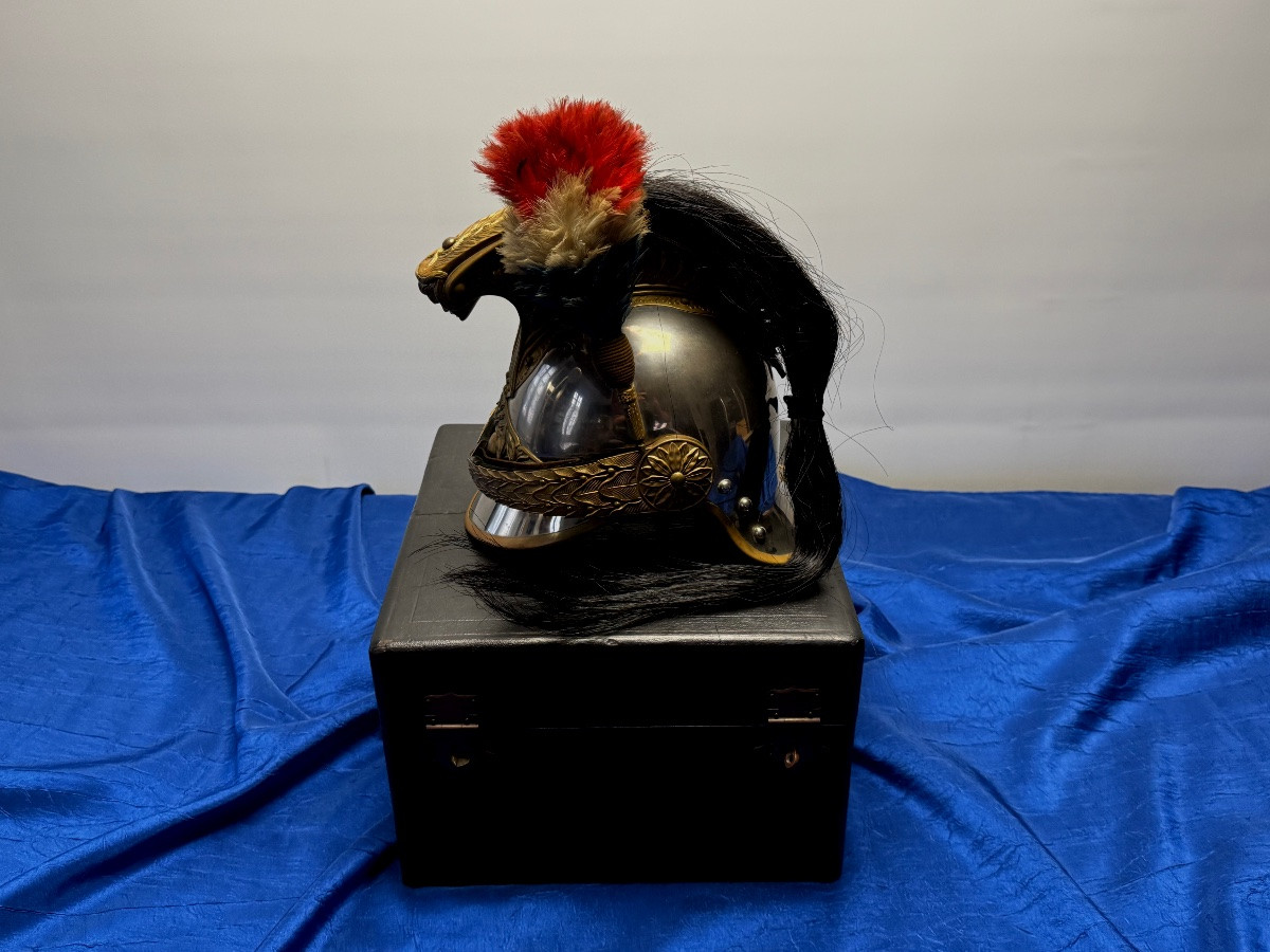 Dragon Officer's Helmet, Model 1872, With Its Transport Box, Third Republic-photo-3