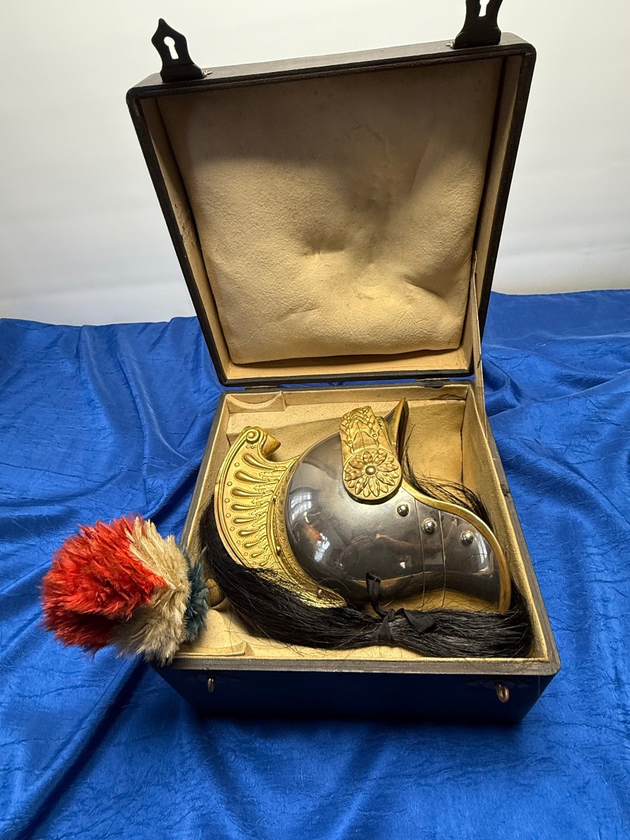 Dragon Officer's Helmet, Model 1872, With Its Transport Box, Third Republic-photo-4